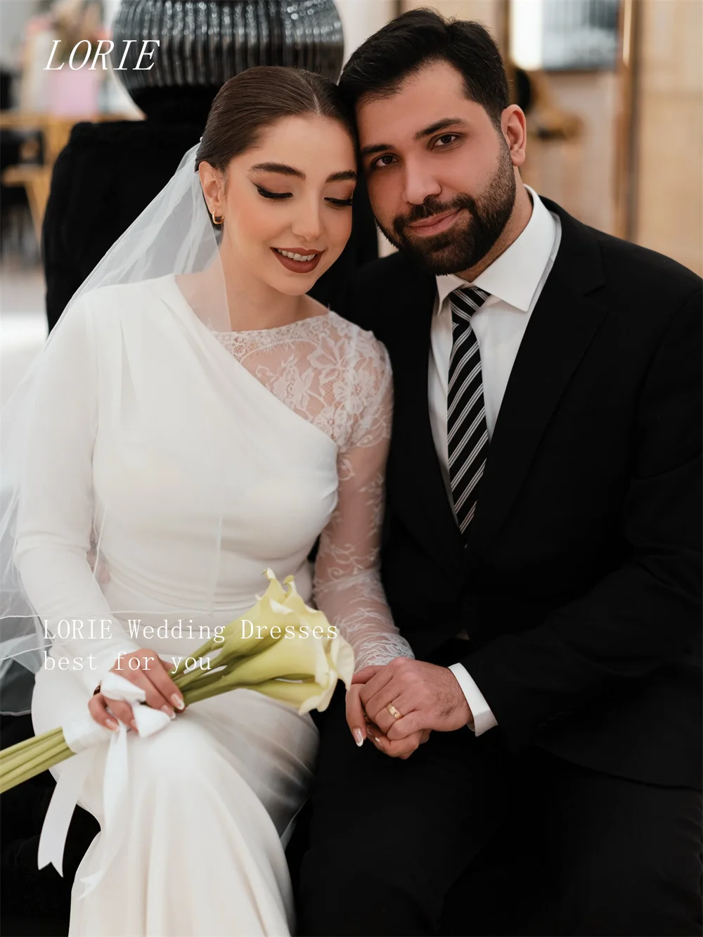 LORIE Luxury Mermaid Wedding Dress Scoop Full Sleeve Bridal Dresses Appliques Design Oriented Lace Wedding Gown Customized 2026