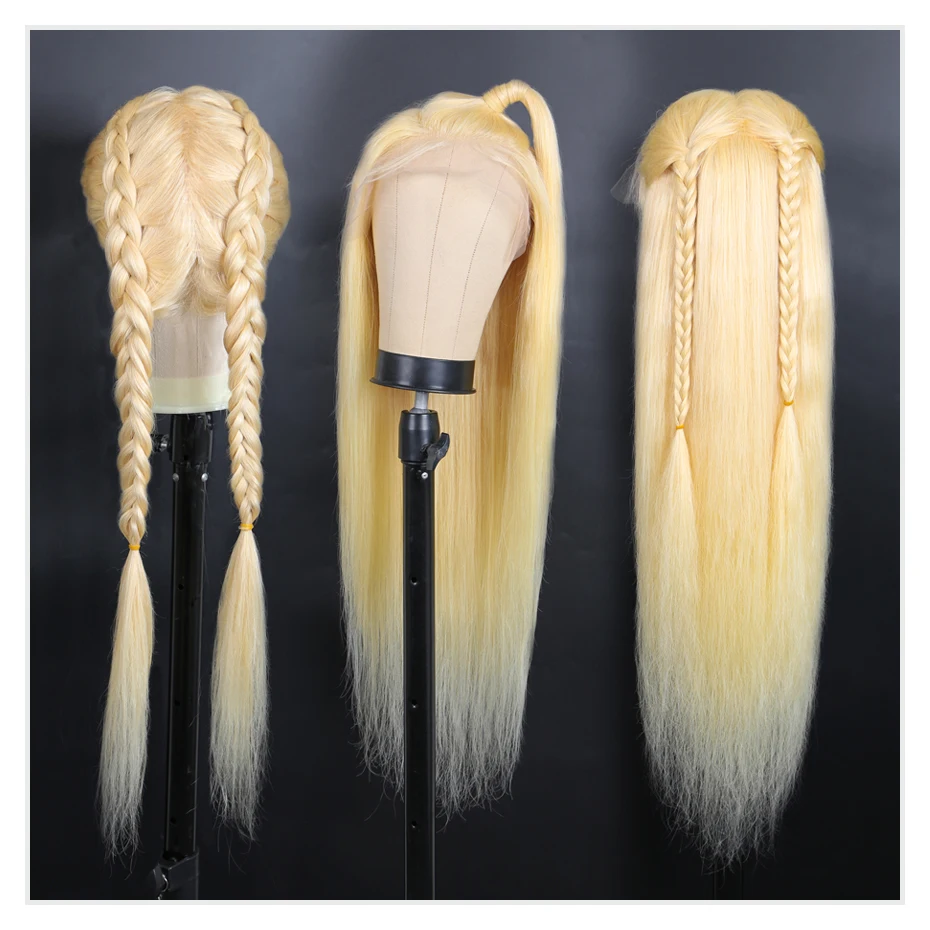 360 Lace Wig 613 Hd Lace Frontal Wig 13x6 Honey Blonde Colored Human Hair Wig Pre Plucked Brazilian Original Hair Straight 13x4 Lace Front Wig Pre-cut Lace Glueless 5x5 Lace Closure Wigs For Women 200 image 4