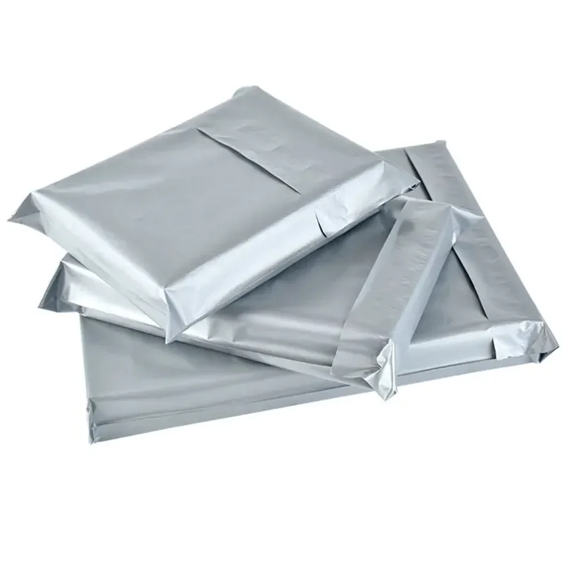 Bainfe 50Pcs Silver Gray E-commerce Clothing Packaging Bag PE Logistics Delivery Bag Self-Seal Express Mailing Courier Pouch