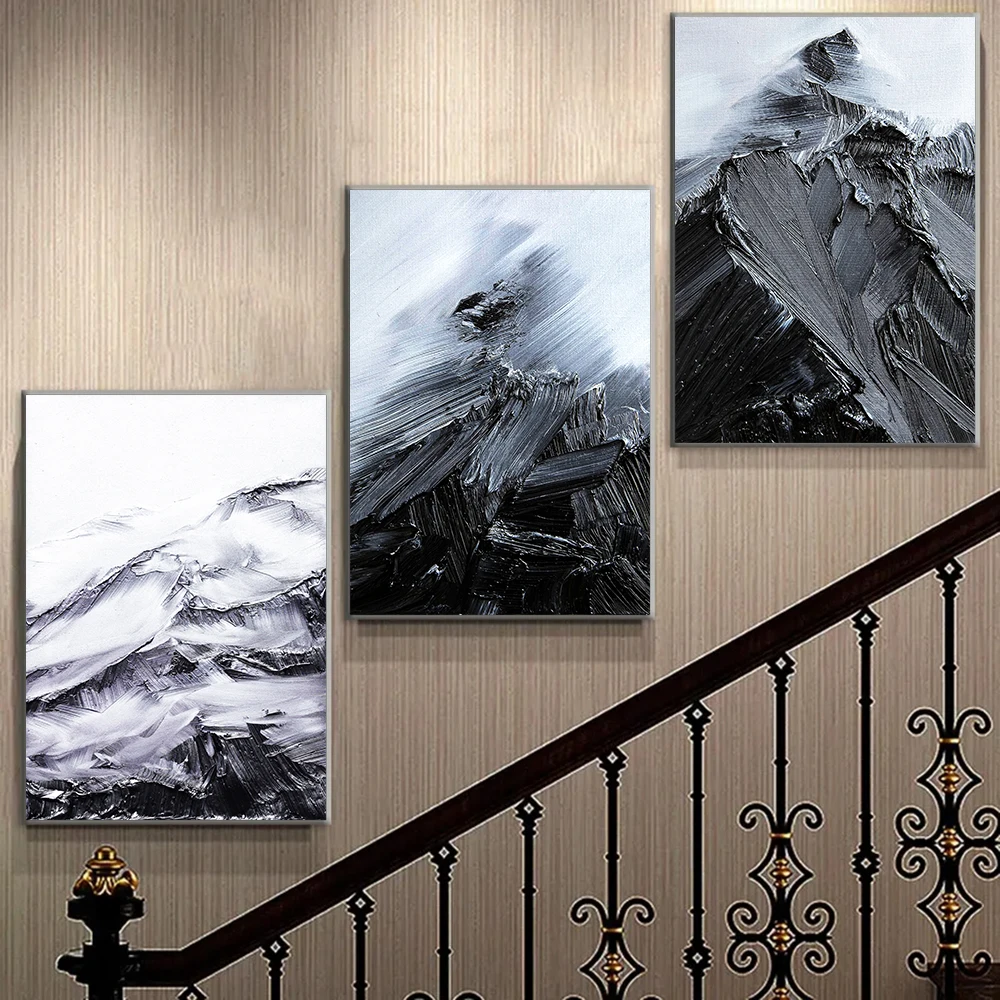 

Black and White Texture Abstract Oil Painting Minimalist Wall Art Picture Print Canvas Poster for Living Room Home Decor Cuadros