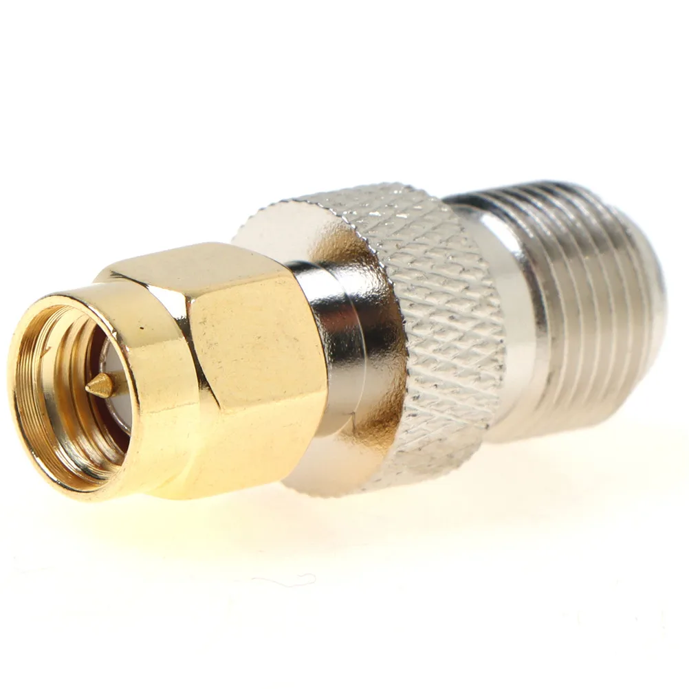 1Pc SMA To F TV Female Male Straight Connector RPSMA To F Quick Plug Adapter Coax Connector Brass Gold Plated High Quality