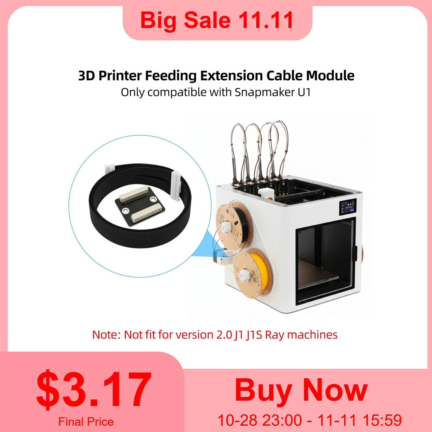 Extension Line Feed Module Adapter Board And Extended Flat Cable Suitable For Snapmaker U1 3D Printer Accessories