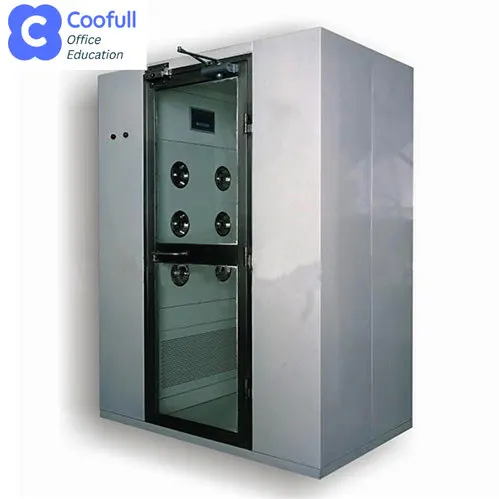 COOFULL New Industrial Clean Room Stainless Steel Sliding Air Shower with 99.99% Filter Efficiency ISO9001 Certified