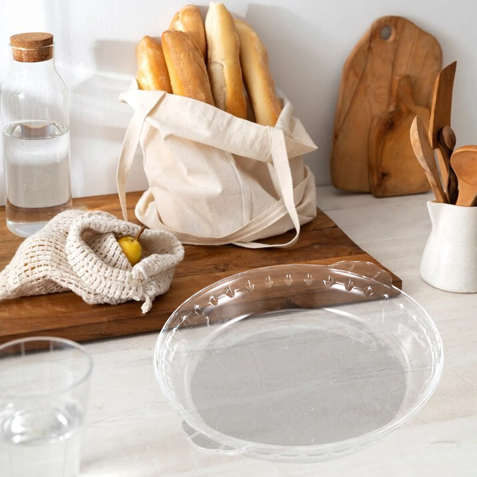 

Microwave Oven Glass Lid Pie Plates for Baking Dishes Pot Candy Nut Fruit Serving Platter Deep Appetizer Tray Bowl