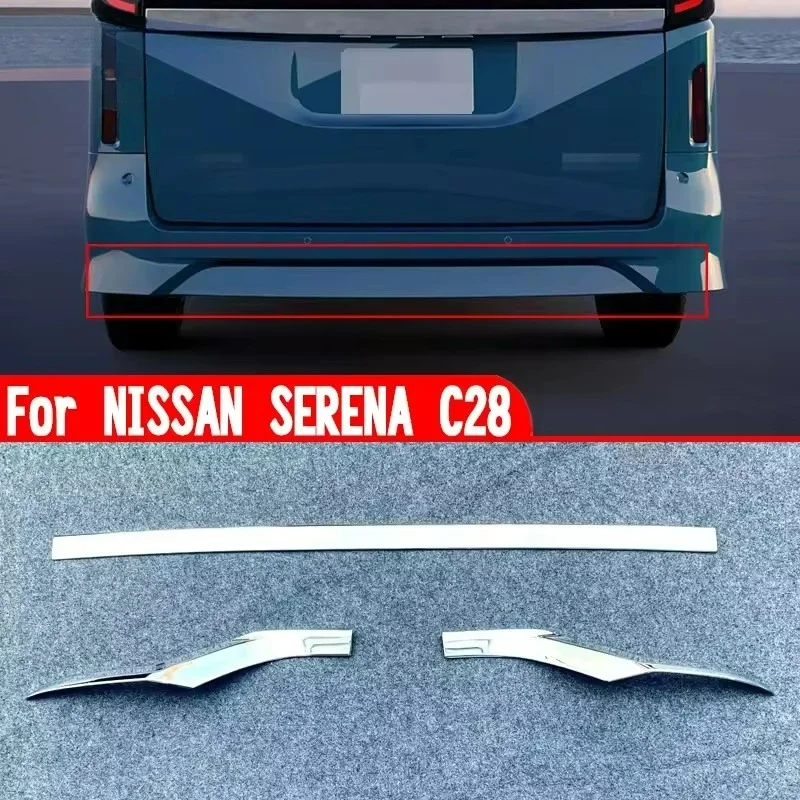 For NISSAN SERENA C28 2023 2024 Car Accessories Rear Bumper Cover Trim Molding Decoration Stickers