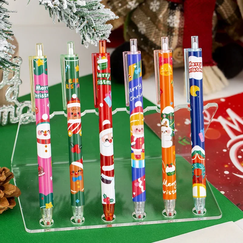 10Pcs/Lot Cute Christmas Retractable Gel Pens 0.5mm Black Ink Writing Stationery Kawaii Student School Office Accessories Gifts