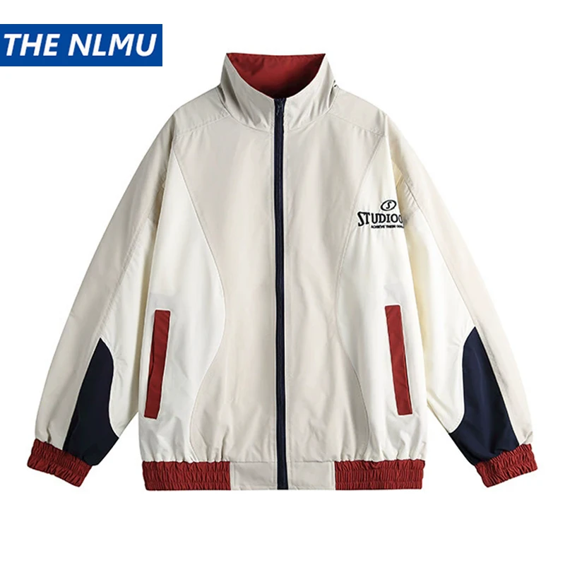 

Куртка унисекс 2026: Весенняя ретро-модель с цветными блоками и воротником-стойкой, нейтральный стиль, ветровка в университетском стиле