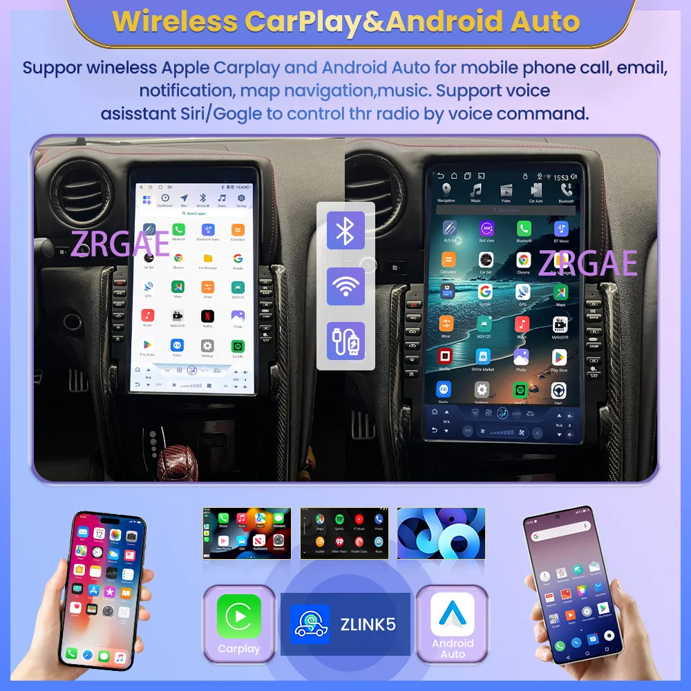 13.6'' Android 15 Carplay Car Radio For Nissan GT-R GTR R35 2008-2015 Multimedia Player Stereo Upgrade Tesla Style Navigation BT