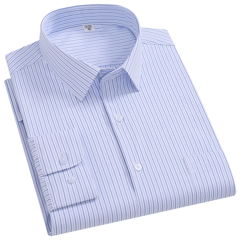 Bamboo Fiber 7XL 8XL Classic Plaid Stripe Easy care men shirt long sleeve slim fit Formal Business Casual shirt long sleeve men