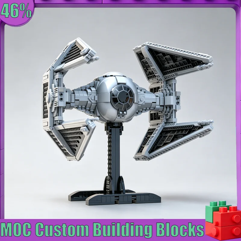 1331PCS MOC TIE Interceptor Fighter Spacecraft Model Custom Puzzle DIY Creative Assembly Educational Toy Collection Display Gift