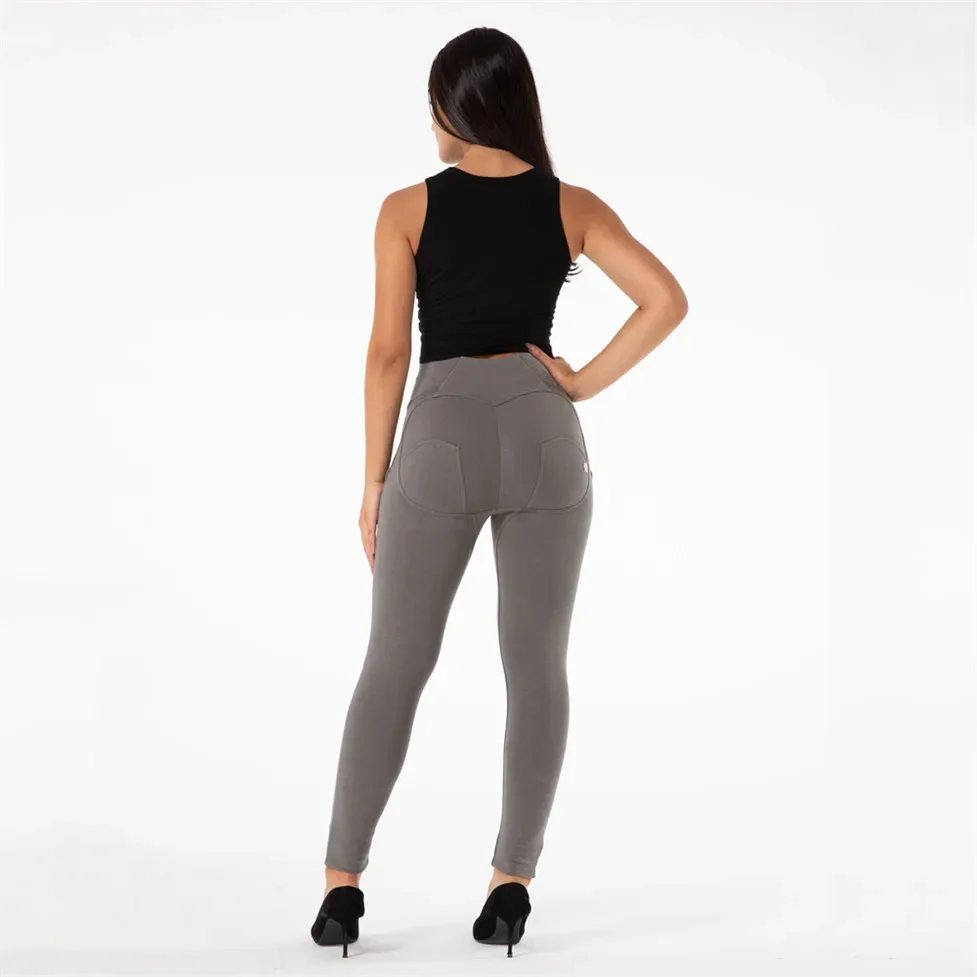 Shascullfites Women's Push-Up Skinny Cotton Trousers High Waist Elastic Bum Lift Comfortable Soft Leggings in Olive Green