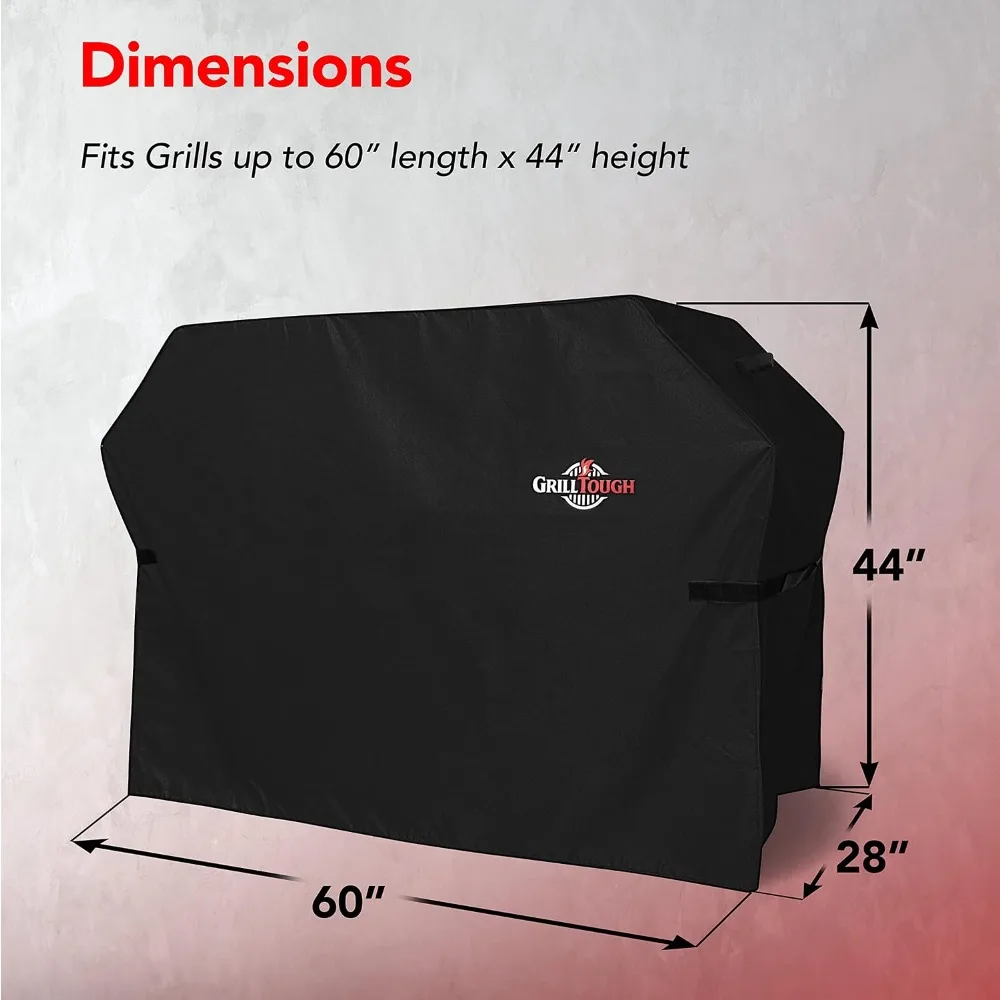Waterproof 60-Inch BBQ Grill Cover, Heavy Duty & Weather Resistant with Adjustable Straps