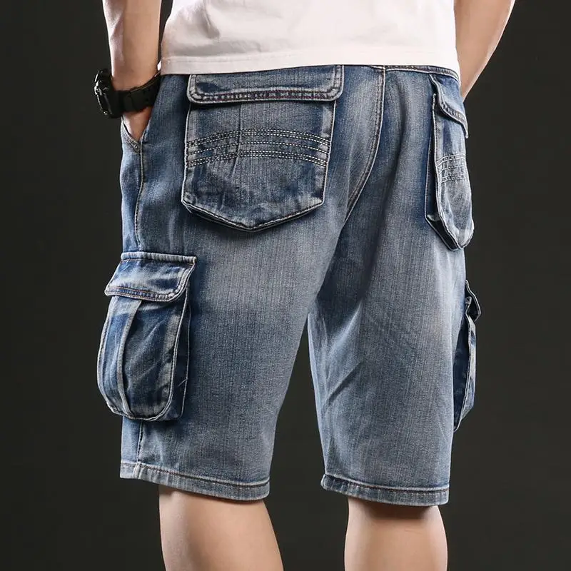 

Retro Workwear Cargo Shorts Men's Baggy Knee Length Jeans Big & Tall Fashion Summer