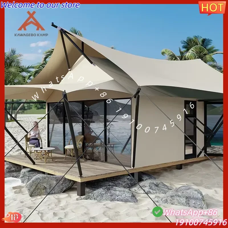2026Hot Kawagebo Kamp (KK) PVDF Cover Large 45㎡ Customized Tents Hotel Resort Glamping House With Bedroom for Hotel