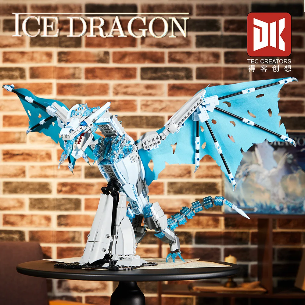 En STOCK 7070 7071 MOC dragón de hielo y dragón de fuego bloques de construcción modelos de juguete para ensamblaje para niños conjunto de regalo de Navidad