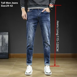 Jeans longos Exra azul clássico masculino, slim fit, calças esticadas para meninos grandes, primavera, outono, 190cm, 115cm, plus size 38 40 42
