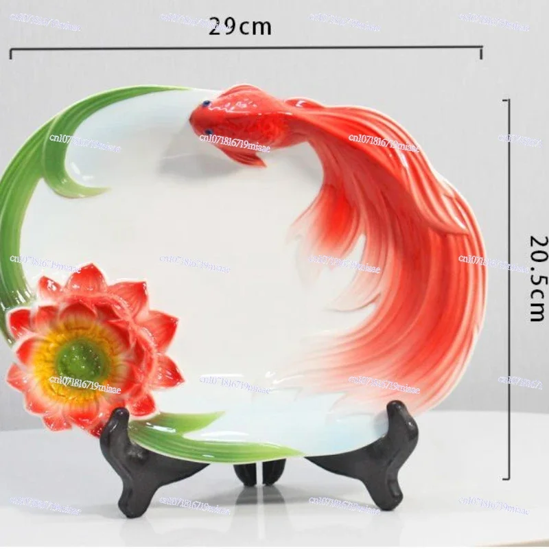 Chinese Koi Ceramic Deep Plate,Home 3D Relief Vegetable Plate Deep Soup Plate,Joyful Goldfish Bowl,Symbolizing Fortune Happiness