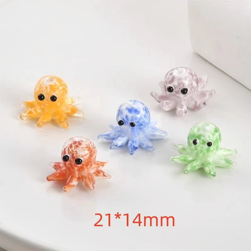 

New style 10pcs/lot color octopus shape handmade glass beads key/bag charms diy jewelry pendant accessory