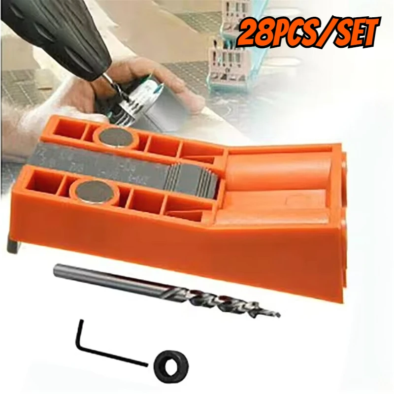 Woodworking Slant Hole Locator Pocket Drill Set 15 Degree Angle Guide Punch DIY Tools Jig