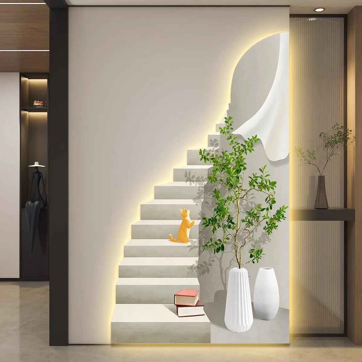 LED mit Licht, Luxus-Eingang, Veranda, Dekoration, Wandgemälde, Flur, Flur, Wandgemälde, einfach, modern, fortschrittlich