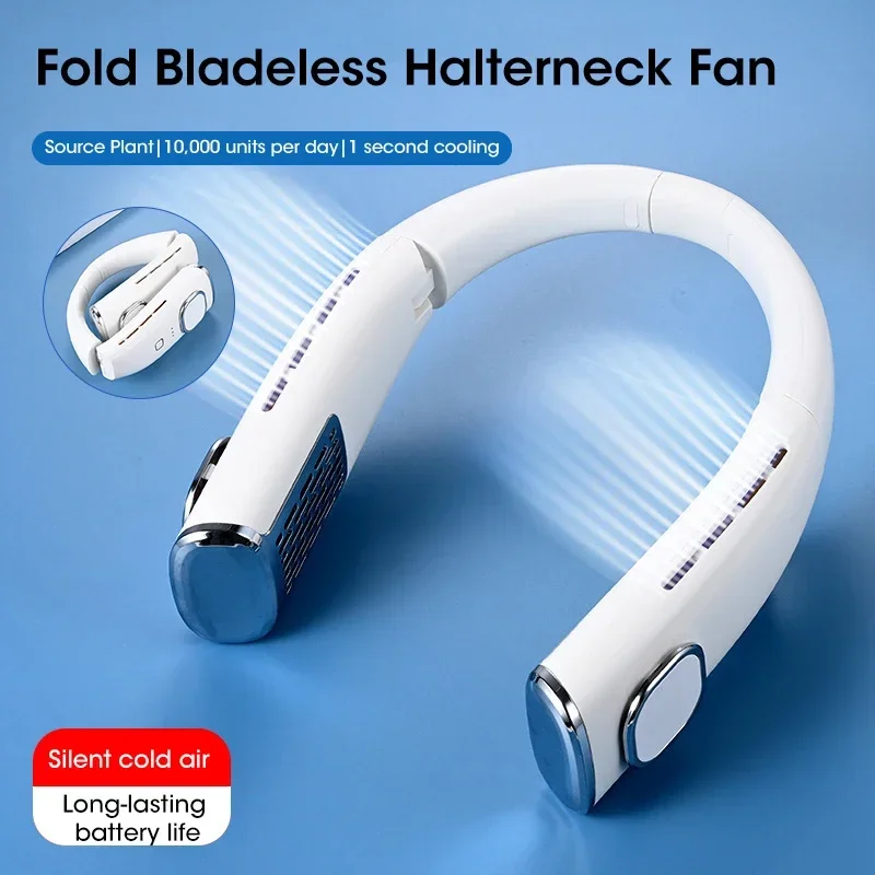 

Подвесной шейный вентилятор, портативный для улицы, беслопастной охлаждающий вентилятор с перезаряжаемым USB-портом и вращением на 720 градусов, 4000 мАч