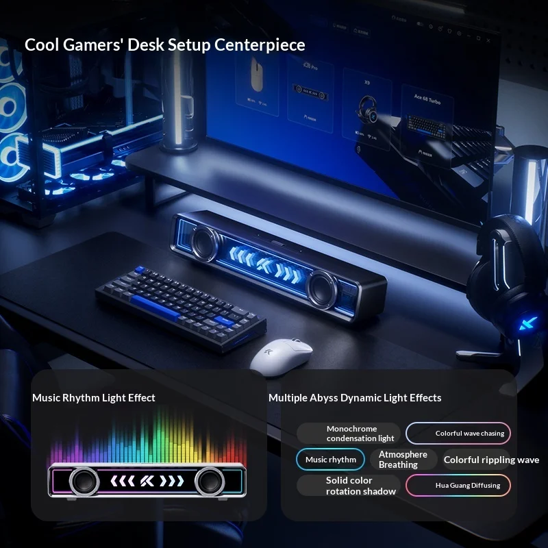 MCHOSE K20Pro سماعة لاسلكية تعمل بالبلوتوث مكبر صوت للألعاب 7.1 تأثيرات صوتية محيطة RGB مع ميكروفون قابل للفصل PC Switch2 PS4/5