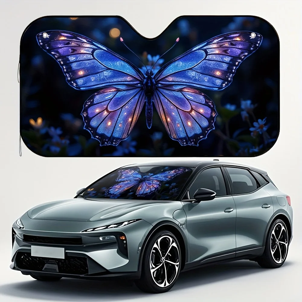 

1pc Sparkling Purple Butterfly Car Sun Visor – Fit, Stylish Sun Protection For Roadside Picnics & Smart Vehicles, Delightful Veh