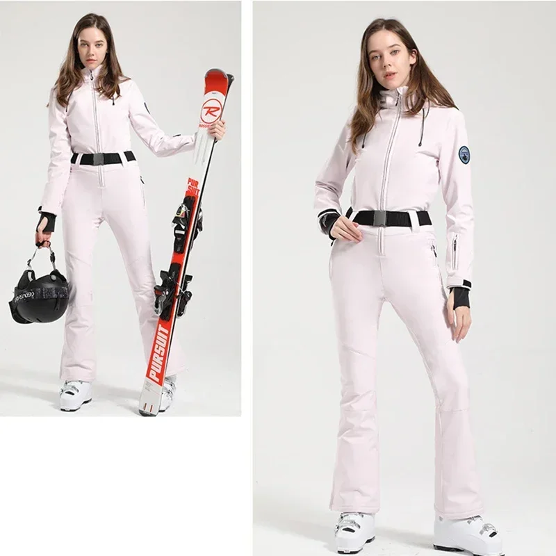 2025 Ski Suit Slim Outdoor Windproof Waterproof Warm Jumpsuit Women One-Piece Ski Set Winter Clothing Snowboard Jacket Overalls