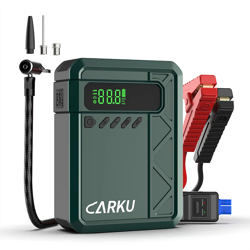 2025 Por Car Jump Starter with Air Compressor 1500 A Peak Jump Starter with Air Pump 150 psi Tire Inflator