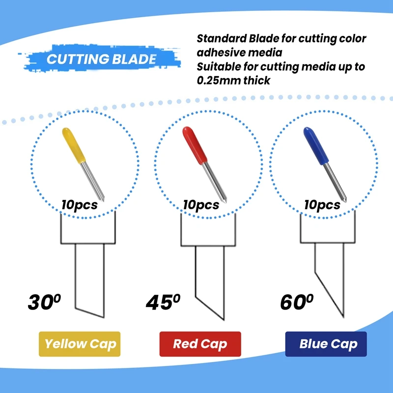 30Pcs 30 45 60 Degree Roland Cutting Plotter Cutter Knife Blades Offset