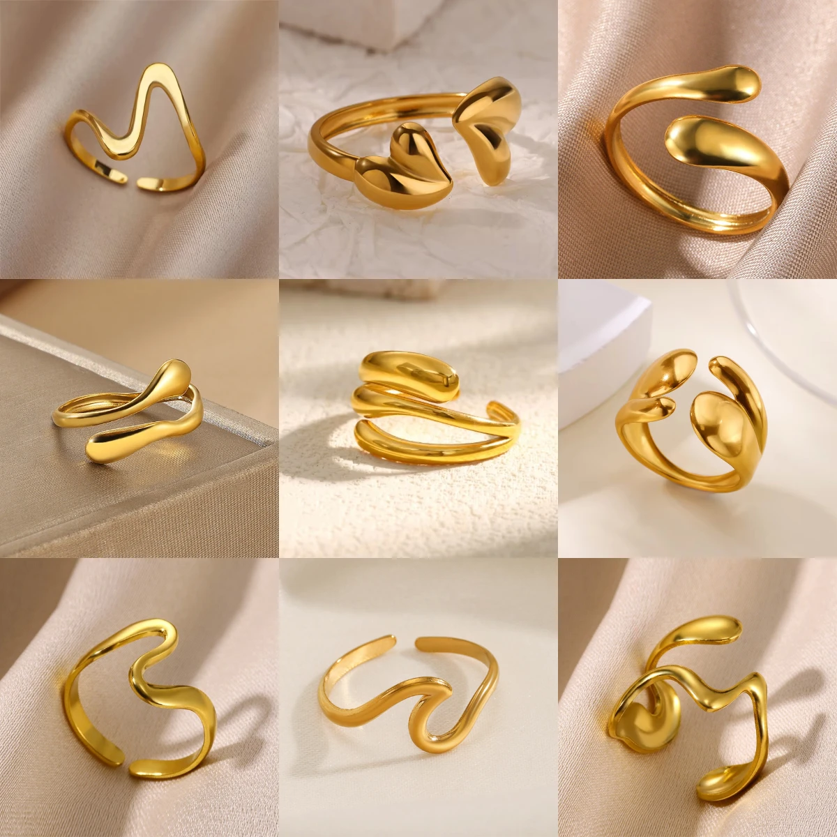 

Hot Style Minimalist Open Rings For Women Gold Color Stainless Steel Trendy Waterdrop Ring Romantic Elegant Jewelry Gift Anillos