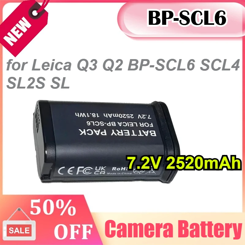 

BP-SCL6 7.2V 2520mAh for Leica Q3 Q2 BP-SCL6 SCL4 SL2S SL Camera Battery