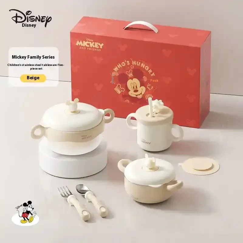 Disney Baby Food Special Water Filled Insulated Bowl 316l Stainless Steel Baby And Toddler Tableware Five Piece Set Gift Box