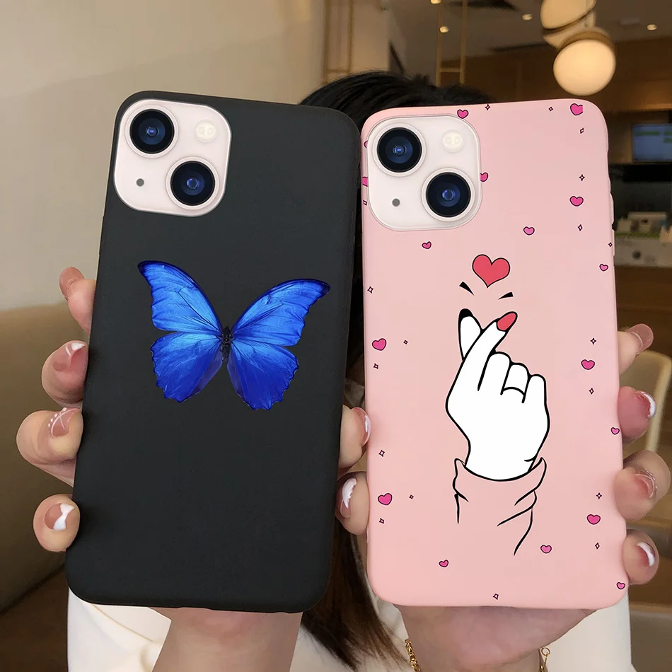 For Apple iPhone 13 Case Soft Slim Funda Daisy Butterfy Heart Phone Cover For iPhone 13 iPhone13 Mini 13 Pro Max Shockproof Case