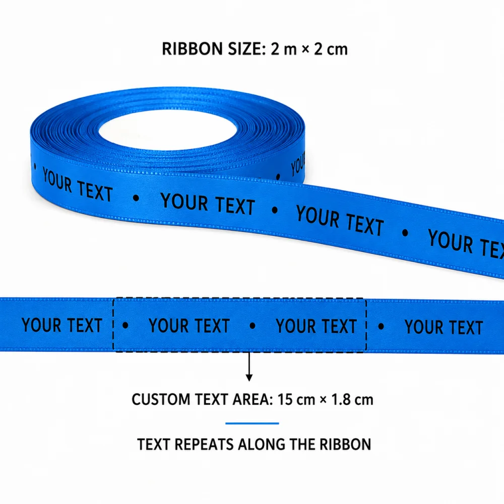 Customized Personalized Text Satin Ribbon 2M Long Printed Ribbon Wedding Bouquet Gift Wrapping Party Supplies