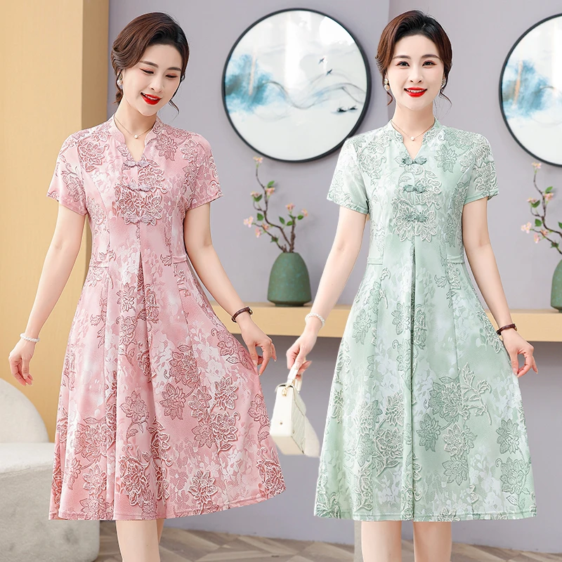 

Retro Women's Dress Fragmented Flower Summer Lightweight Short sleeved Top New Summer Women's Wear