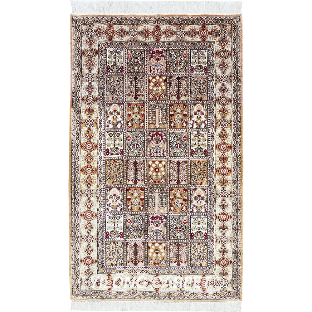 

91x152cm Persian Silk Carpet Four Seasons Hand Knotted Oriental Rugs (YHW232B)