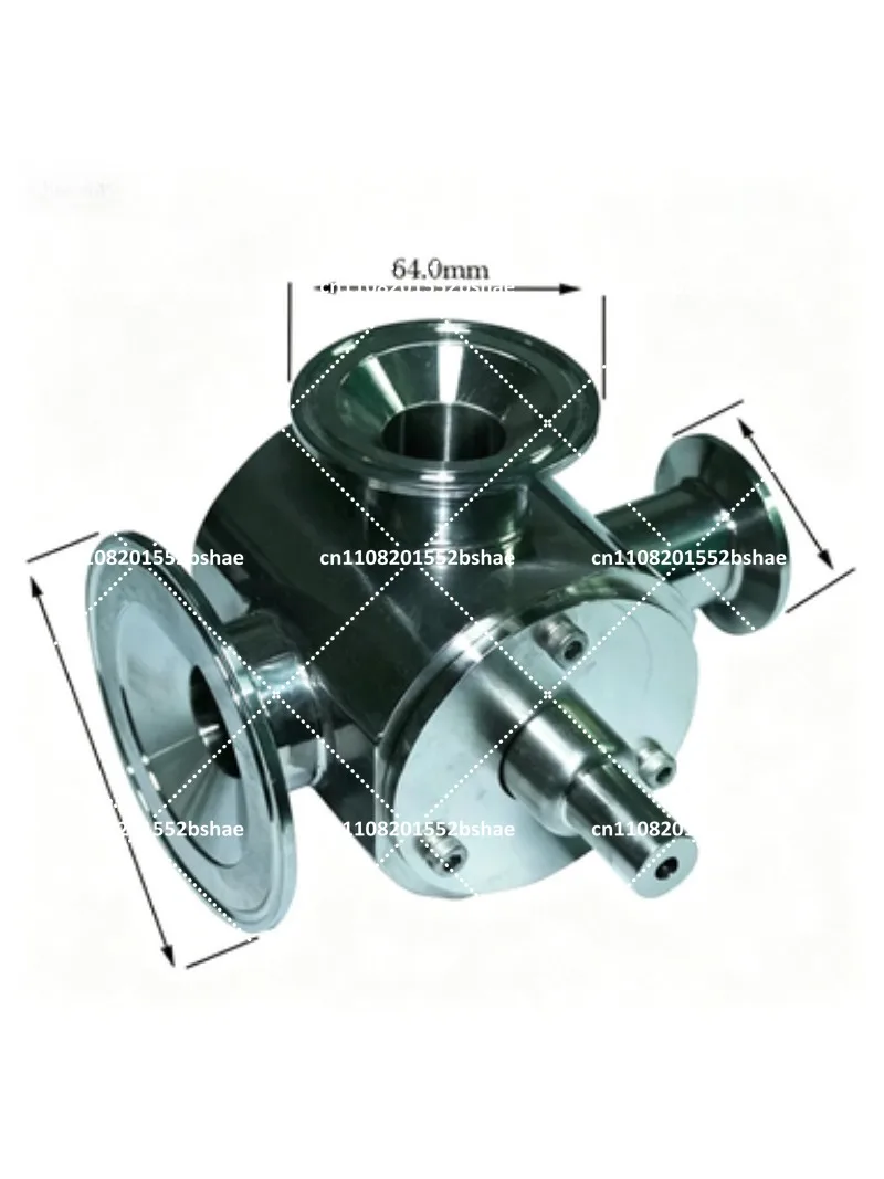 304 Stainless Steel Pneumatic Three-Way Rotary Valve for Food Sanitary Pipe Fittings