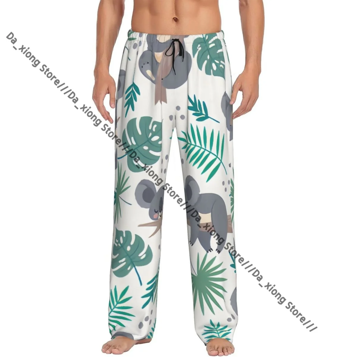 Koalas Cute Australian Bears Tropical Leaves Mens Pajamas Pyjamas Pants Lounge Pants Sleep Bottoms