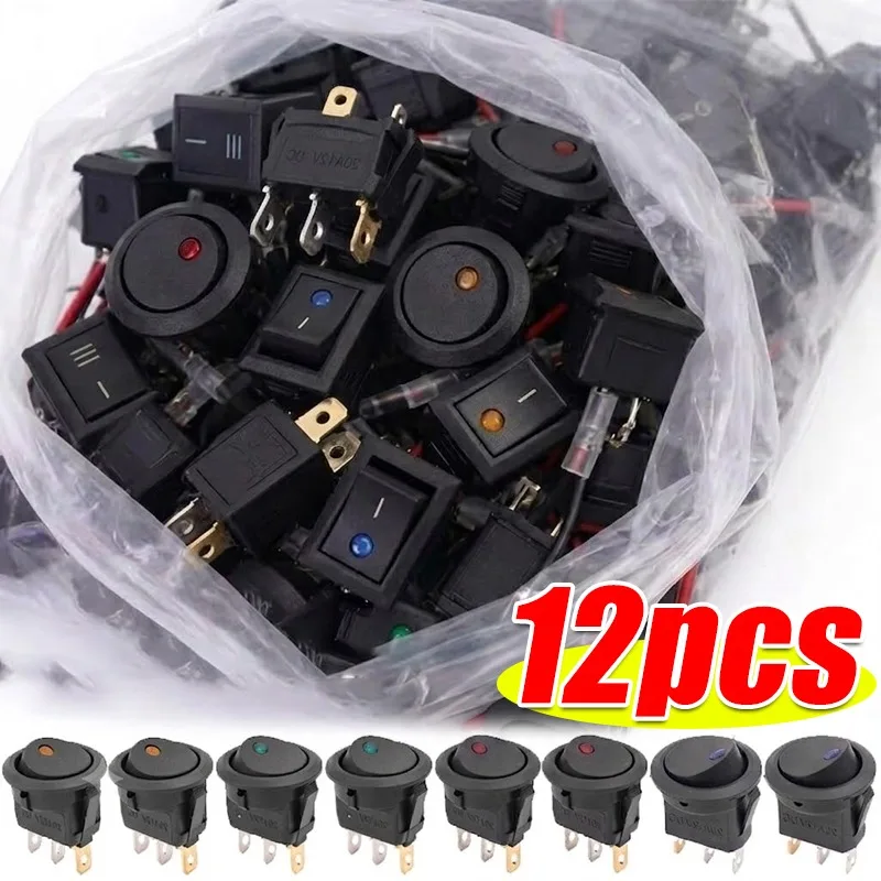 12V LED Boat Rocker Switch 3 Pin 2 Position ON OFF Illuminated Toggle Switch Cat Eye Dash Board Panel Mount Auto Car RV Parts