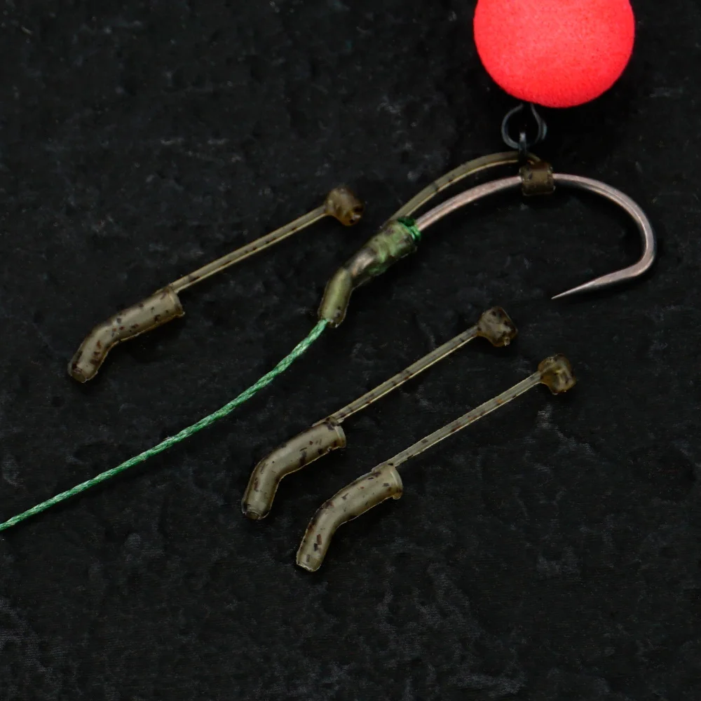 Hirisi 25 Stück Karpfenangeln Zubehör Hakenhülsen Ready D-Rig Aligner Haken Anti Tangle Sleeves Pop Up Boilies Terminal Tackle