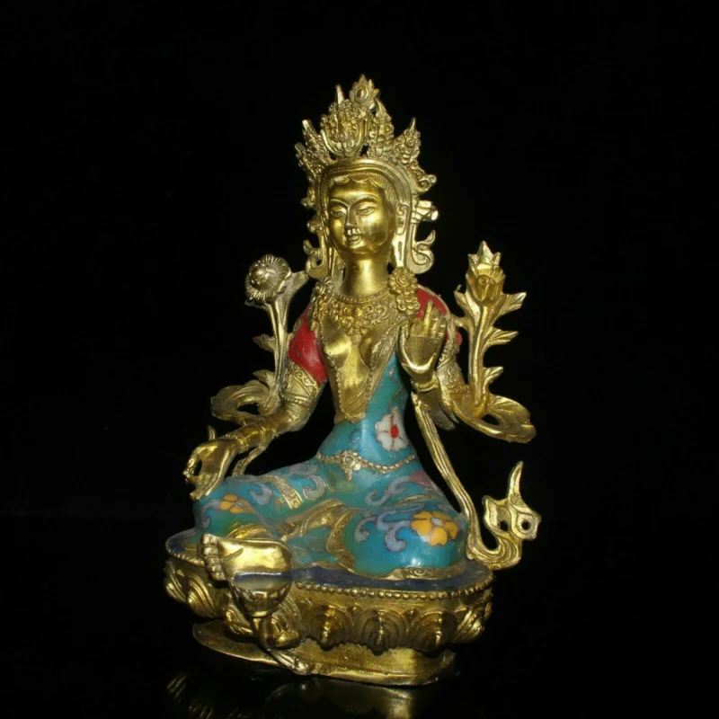 Old Tibetan Buddhism Temple Silver Gilt Namgyalma & Ushnishavijaya Buddha Statue