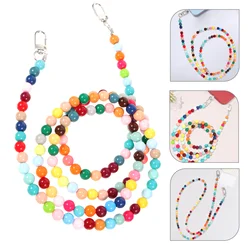 Wrist Strap Lanyard Beaded Phone Buckle Mobile Chain Lanyards for Keys Plastic Case