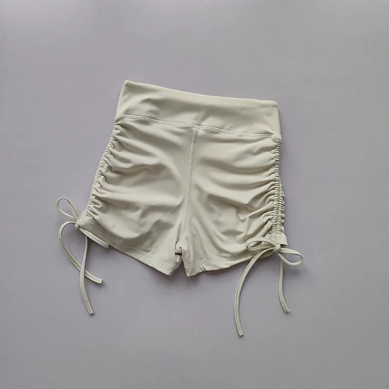 Sommer-Yoga-Shorts für Damen, Fitness-Shorts, atmungsaktive Sportshorts mit Kordelzug, hohe Taille, Lauf- und Radfahrshorts, Workout-Gym-Shorts – Detail 9