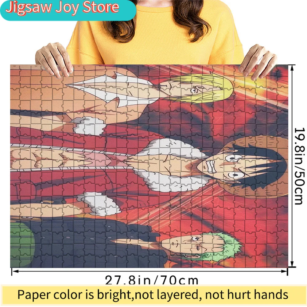 

Premium Paper Jigsaw Puzzle One Piece Monster Trio Luffy, Zoro, Sanji Red Theme Scene Anime Art High Quality Cardboard Puzzle fo