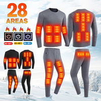Heated Underwear 28 Areas Hiking Shirts Skiing Suites Tops Pant Men Women Thermal Underwear USB Heating Jacket Winter Clothing