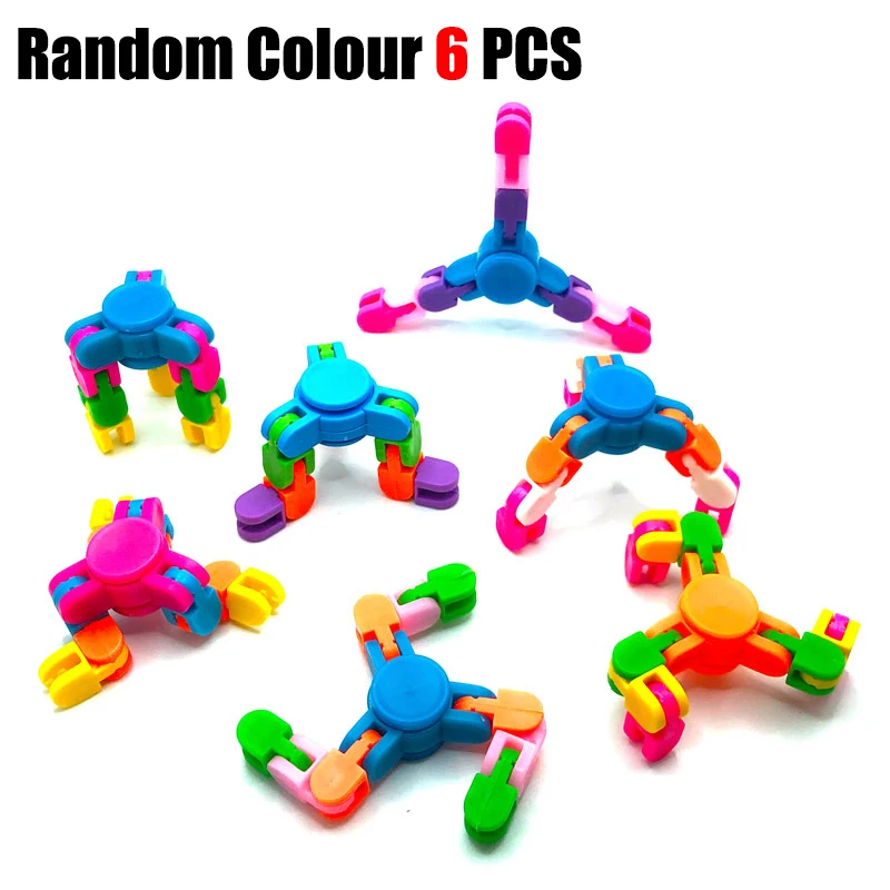 6 stks Vingertop Gyro Ketting Set Ouder-kind Games Vier-Link Fietsketting Top Decompressie Fidget Spinner Bureau Speelgoed Verscheidenheid Pack