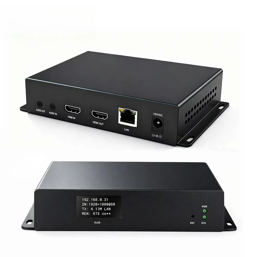 Professional H.265 HDMI Video Encoder 4K OLED Display HDMI Loop Out SRT Low Latency Church Sports Live Streaming IPTV