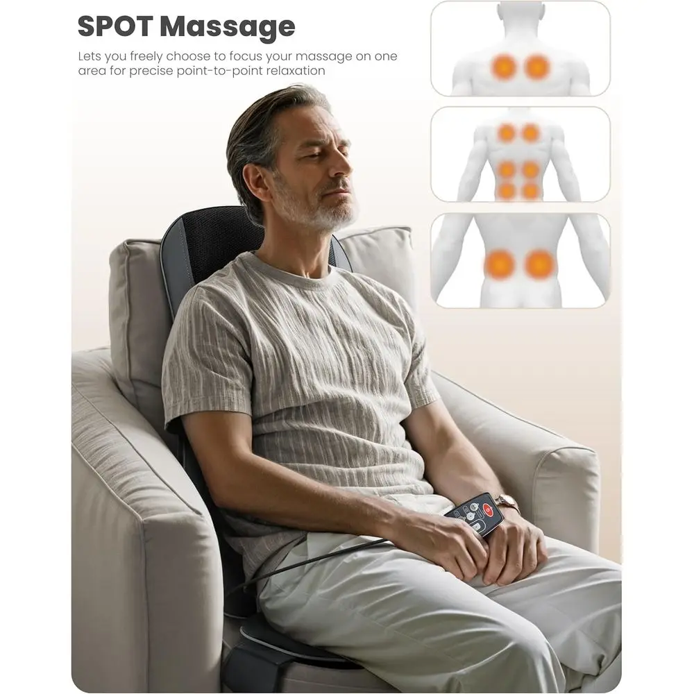 جهاز تدليك شياتسو ساخن لراحة الظهر بالكامل، وسادة كرسي سرعتين، مثالية للمنزل أو المكتب، هدية مثالية لأحبائك
