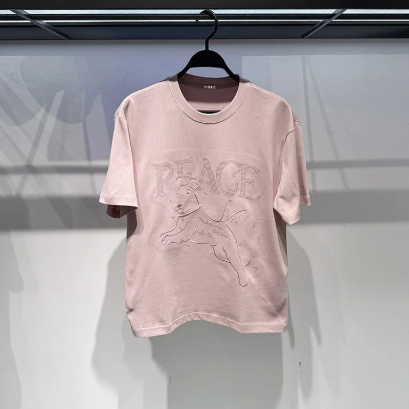 

Original Design Summer 2025 Youth Pink Cartoon Embroidery Casual f Sve Couple ort Sve T-irt Men's Faion Urban ...